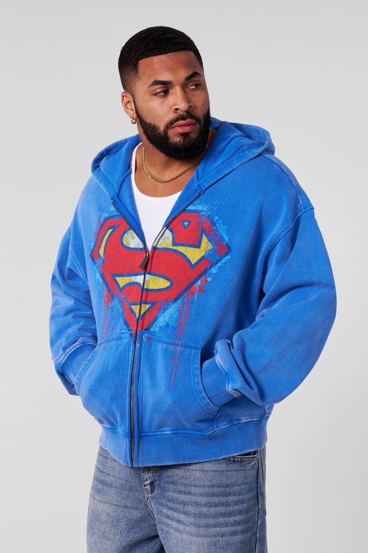 Superman Drip Zip-Ups | Blue Wash |