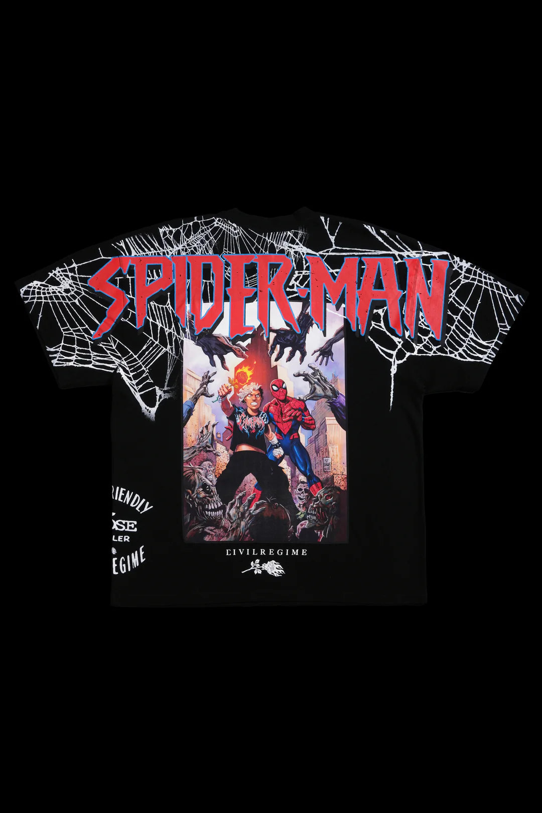 Spiderman x Civil Comic Oversized Tee | Black |