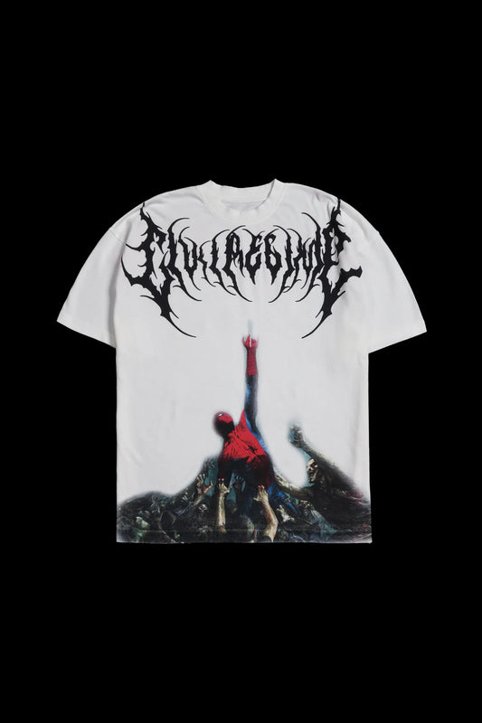 Zombie Spiderman Oversized Tee | White |