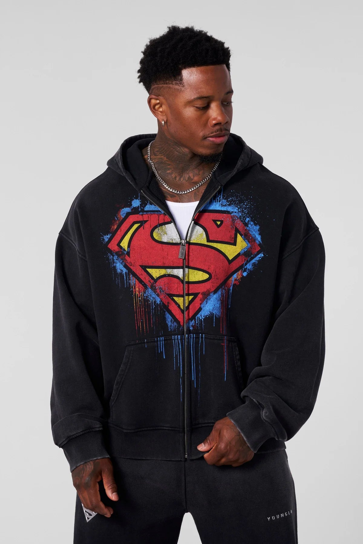 Superman Drip Zip-Ups | Black |