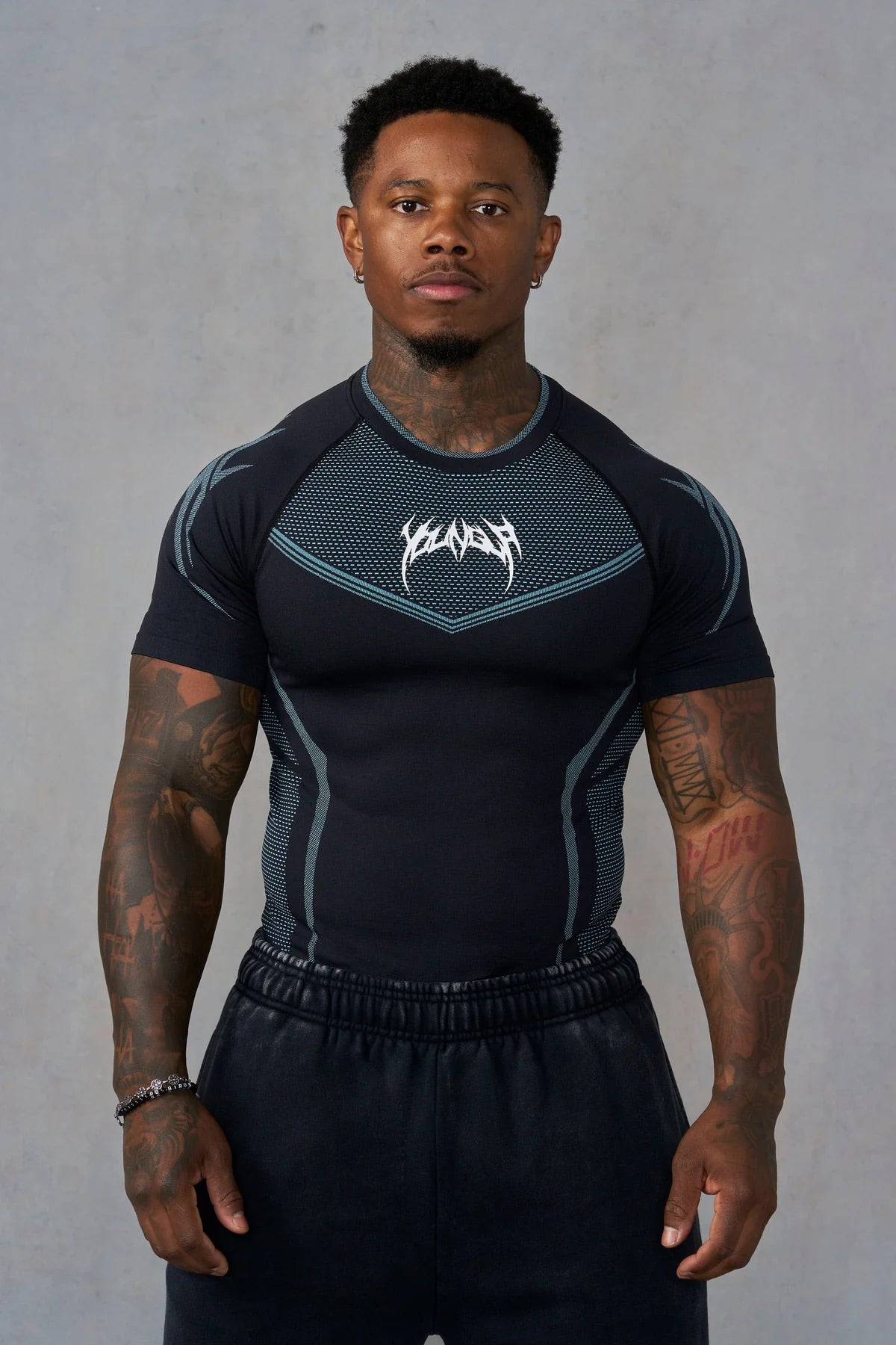 Warrior X Compression Tees | Black/Blue |