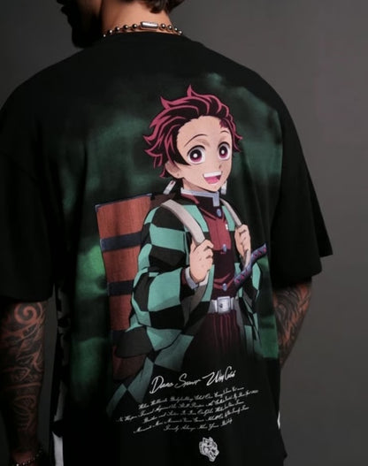 Tanjiro Kamado Side by Side Oversized Tee
