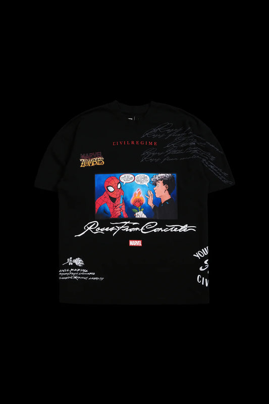 Spiderman x Civil Comic Oversized Tee | Black |