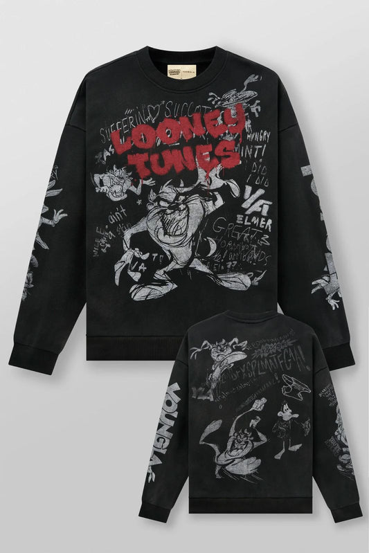 Looney Tunes Graffiti Crewnecks | Black Sketch |