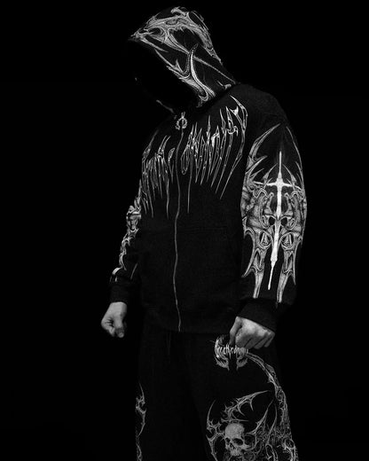 Death Blight Oversized Zip-Up
Hoodie [VOID BLACK]