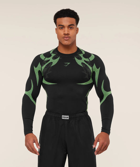 Storm Seamless Long Sleeve T-Shirt | Black/Active Green