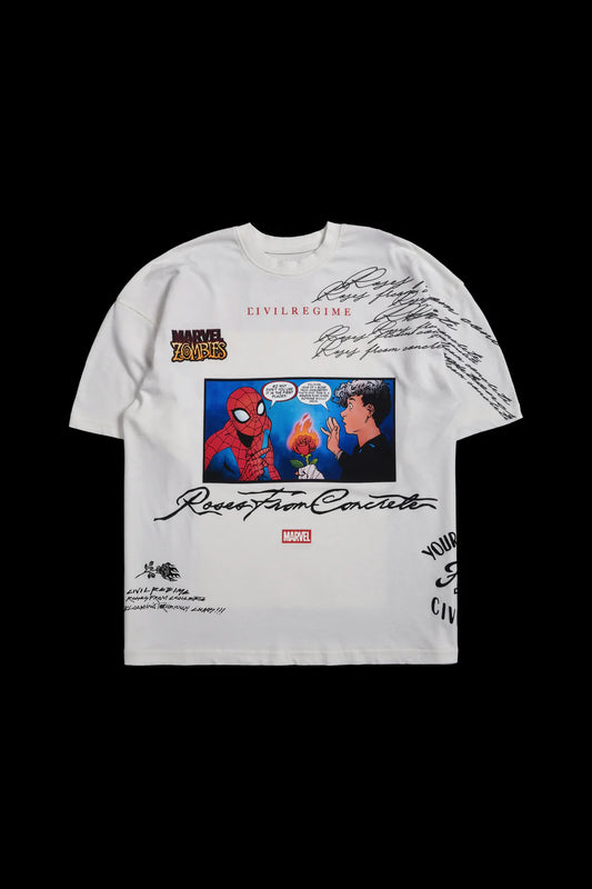 Spiderman x Civil Comic Oversized Tee | White |