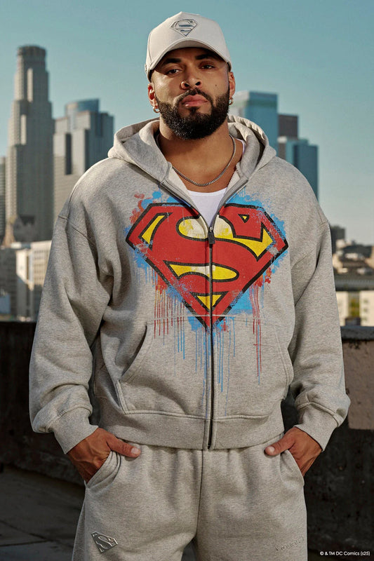 Superman Drip Zip-Ups | Grey |