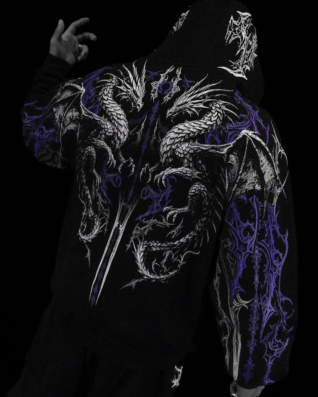 Dragon Blade Oversized pullover
hoodie [HOLLOW PURPLE]