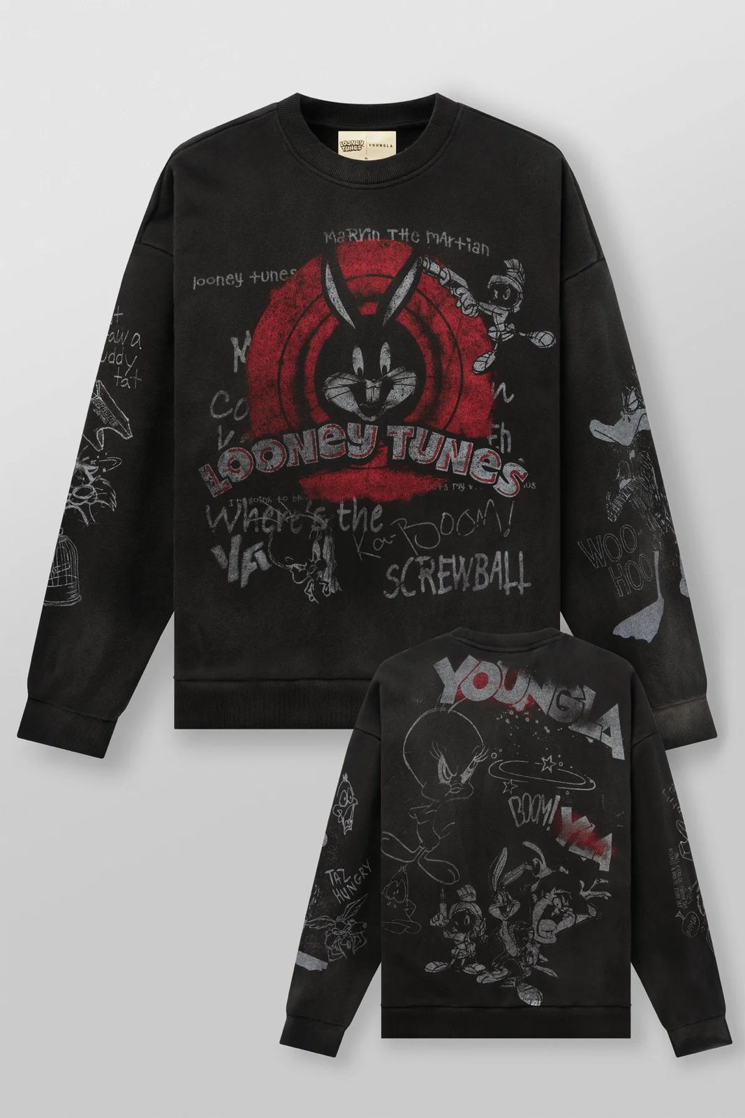 Looney Tunes Graffiti Crewnecks | Allover Sketch Black |