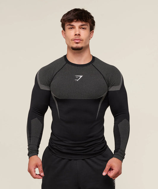 Onyx 5.0 Seamless Long Sleeve T-Shirt - Black/Light Grey