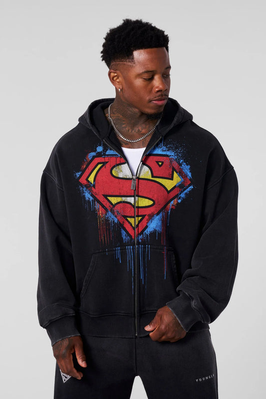 Superman Drip Zip-Ups | Black |
