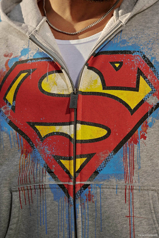 Superman Drip Zip-Ups | Grey |