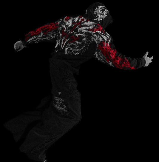Dragon Blade Oversized pullover hoodie [HEAVENLY RED]