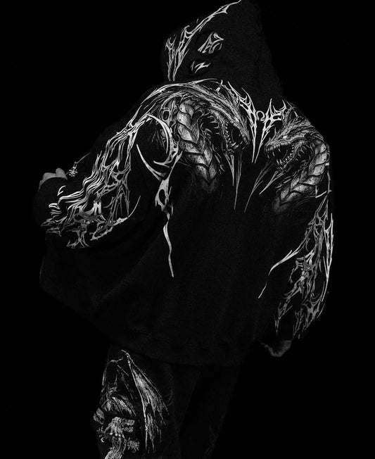 Leviathan Tarnished Zip-Up Hoodie | Void Black |