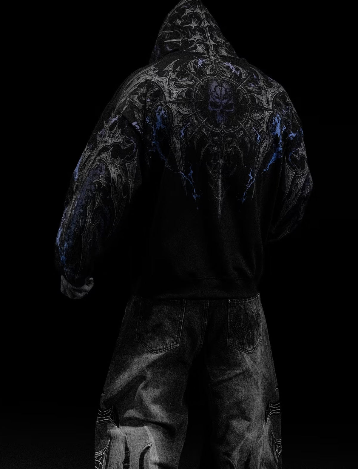 Death Slayer Oversized Zip-up Hoodie [SKY BLUE]