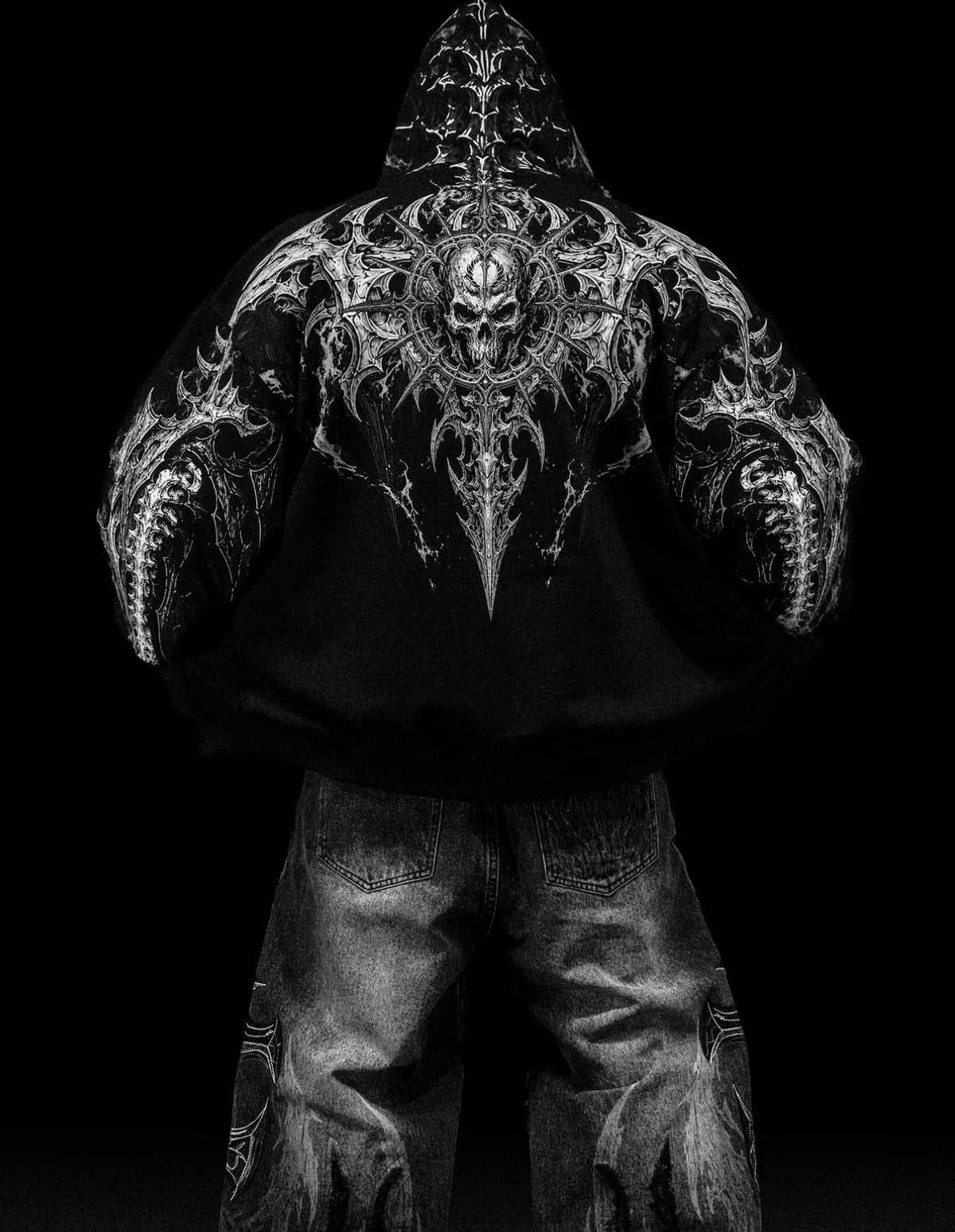 Death Slayer Oversized Zip-up Hoodie [VOID BLACK]