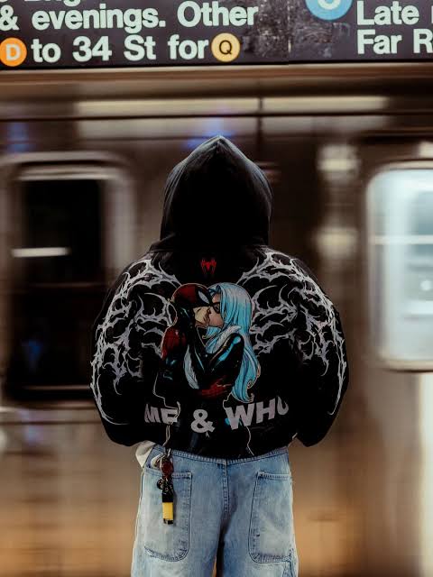 Spiderman And Me Civil Zip Up Hoodie in Black