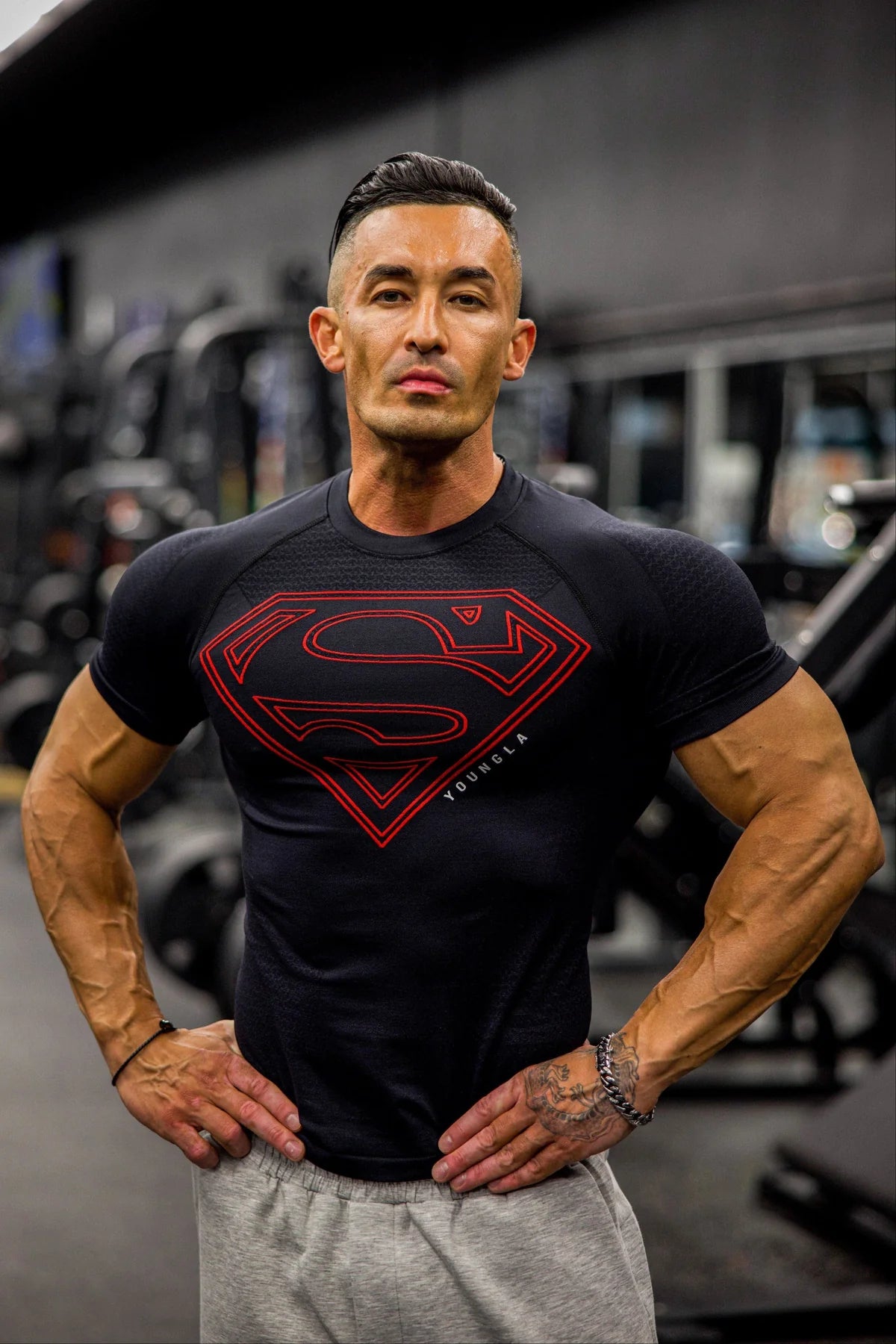 Superman Compression Tees | Black/Red |